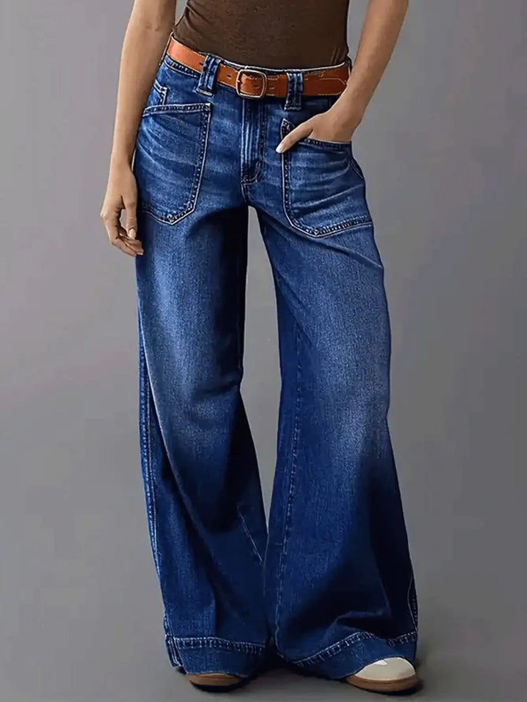 Women's Loose-fitting Wide Leg Jeans - Casual Relaxed Denim Trousers for Effortless Style