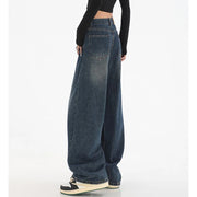 Women Fashion Casual Straight Leg Jeans Female Korean High Waist Denim Trousers Girls Comfortable Loose Fit Daily Pants