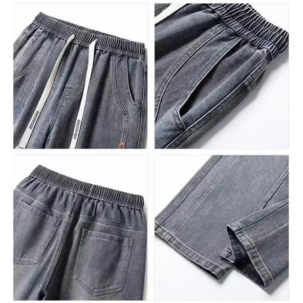 Men Loose Casual Jeans Male Fashion Brand Straight Wide Leg Baggy Denim Trousers High Waist Comfortable Solid Color Long Pants