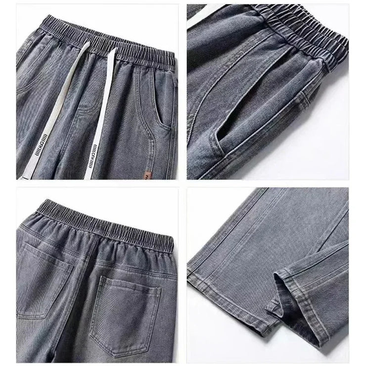 Men Loose Casual Jeans Male Fashion Brand Straight Wide Leg Baggy Denim Trousers High Waist Comfortable Solid Color Long Pants