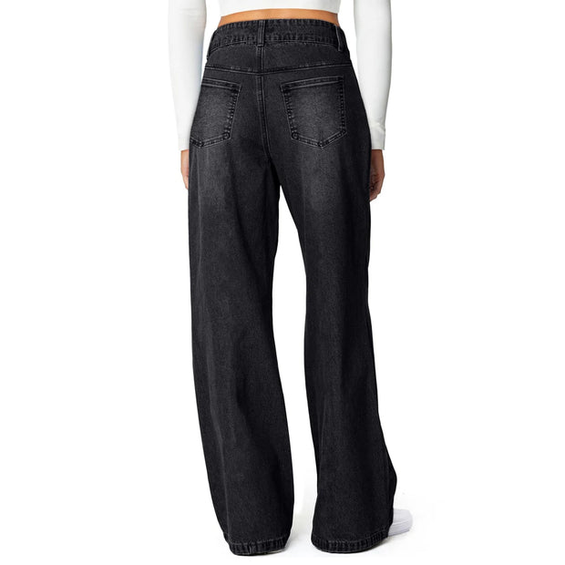 Jeans Woman Fashion Loose High Waist Straight Leg Wide Leg Korean Retro Denim Pants Long Trousers Commuting Daily Comfortable