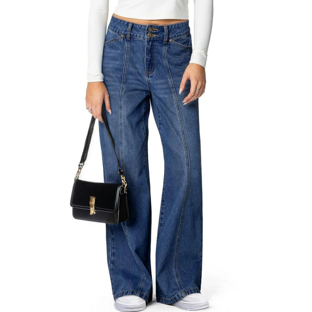 Jeans Woman Fashion Loose High Waist Straight Leg Wide Leg Korean Retro Denim Pants Long Trousers Commuting Daily Comfortable