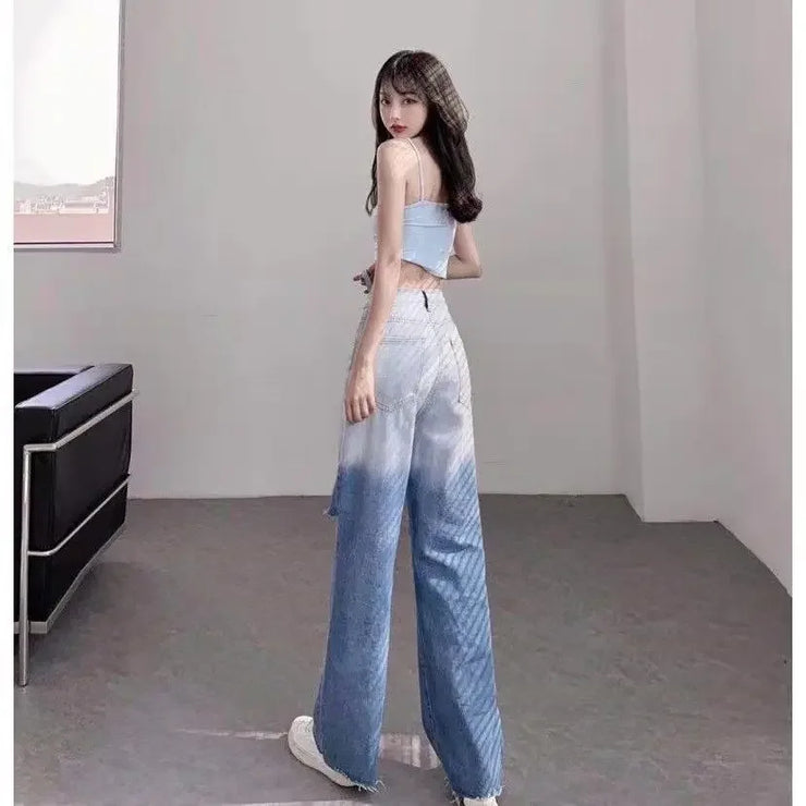 Wide Leg Loosefit Denim Pants for Women High Waist Shot Womens Jeans 2025 Quality Baggy Stretch Trend Trousers Gyaru Clothing Z