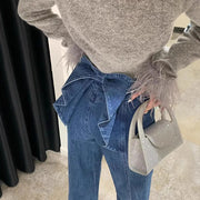 Denim Pant Jeans Women Wide Leg Long Pants High Waist Bow Straight Trousers Y2k Streetwear Casual Party Elegant Work Mom 2025