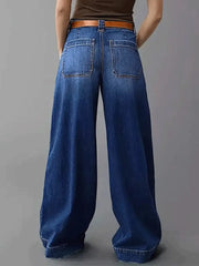 Women's Loose-fitting Wide Leg Jeans - Casual Relaxed Denim Trousers for Effortless Style