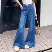 Casual Wide Leg Jeans Women Denim Pants Vintage Denim Trousers Autumn Spring Fashion Female Bllue Straight Jeans Wide Leg Pants