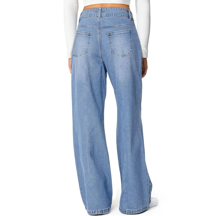 Jeans Woman Fashion Loose High Waist Straight Leg Wide Leg Korean Retro Denim Pants Long Trousers Commuting Daily Comfortable