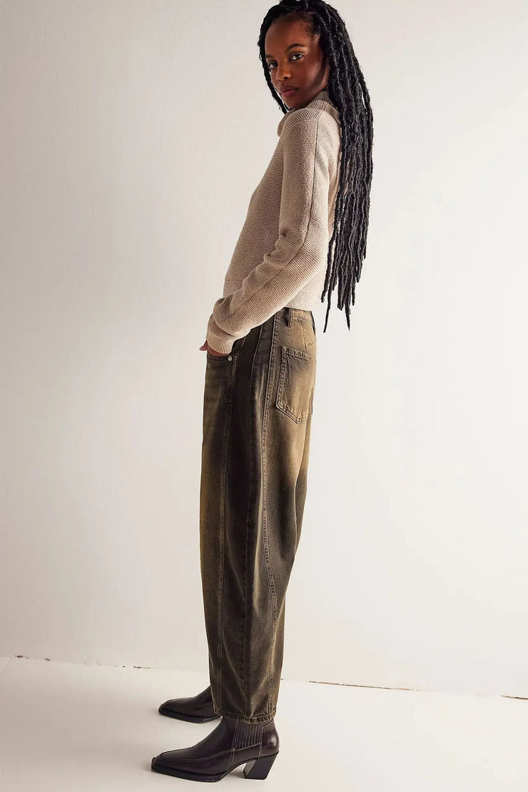 Women Loose Mid Waist Jeans Denim Full Length Pants Sexy Fashion Solid Color Trousers Denim Pockets Bleached