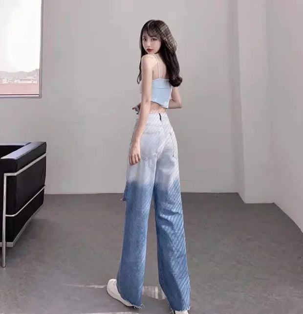 Wide Leg Loosefit Denim Pants for Women High Waist Shot Womens Jeans 2025 Quality Baggy Stretch Trend Trousers Gyaru Clothing Z