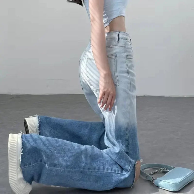 Wide Leg Loosefit Denim Pants for Women High Waist Shot Womens Jeans 2025 Quality Baggy Stretch Trend Trousers Gyaru Clothing Z