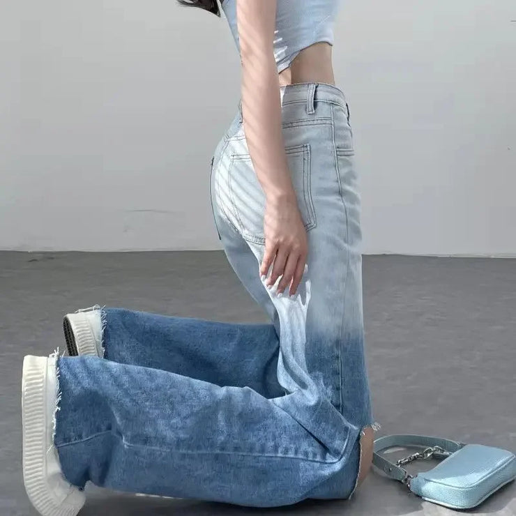 Wide Leg Loosefit Denim Pants for Women High Waist Shot Womens Jeans 2025 Quality Baggy Stretch Trend Trousers Gyaru Clothing Z