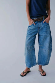 Women Loose Mid Waist Jeans Denim Full Length Pants Sexy Fashion Solid Color Trousers Denim Pockets Bleached