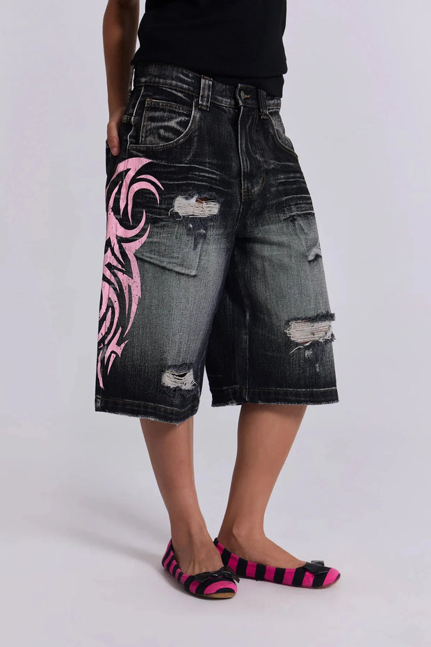 Denim Pant Women Jeans Wide Leg Long Pants Hole High Waist Straight Trousers Y2k Streetwear Print Mom Jeans Casual Loose 2025