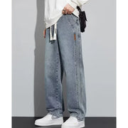 Men Loose Casual Jeans Male Fashion Brand Straight Wide Leg Baggy Denim Trousers High Waist Comfortable Solid Color Long Pants