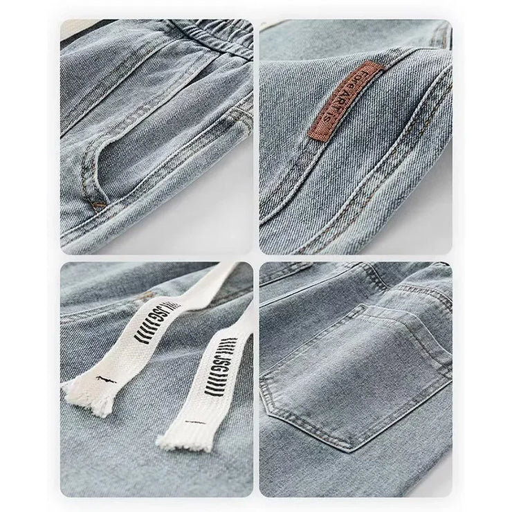 Men Loose Casual Jeans Male Fashion Brand Straight Wide Leg Baggy Denim Trousers High Waist Comfortable Solid Color Long Pants