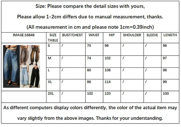 Women Loose Mid Waist Jeans Denim Full Length Pants Sexy Fashion Solid Color Trousers Denim Pockets Bleached