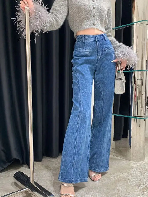 Denim Pant Jeans Women Wide Leg Long Pants High Waist Bow Straight Trousers Y2k Streetwear Casual Party Elegant Work Mom 2025