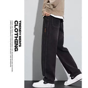 Men Loose Casual Jeans Male Fashion Brand Straight Wide Leg Baggy Denim Trousers High Waist Comfortable Solid Color Long Pants