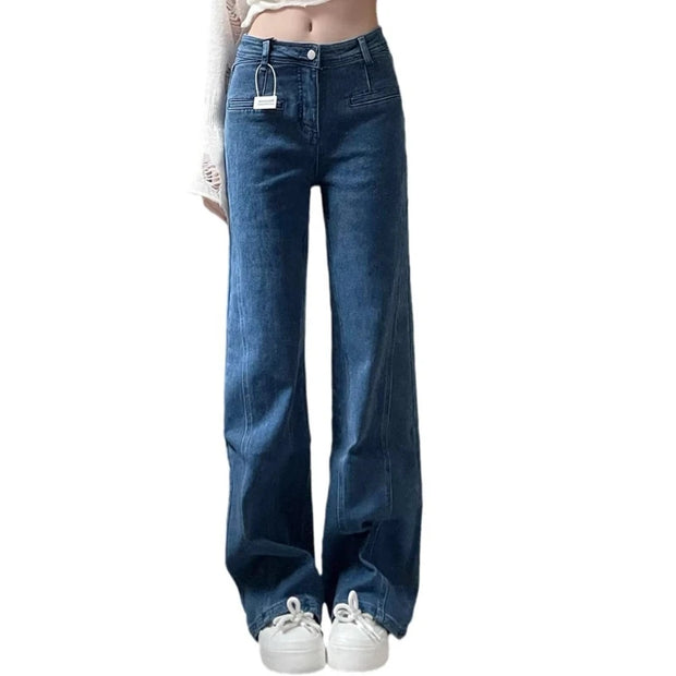 Denim Pant Jeans Women Wide Leg Long Pants High Waist Bow Straight Trousers Y2k Streetwear Casual Party Elegant Work Mom 2025