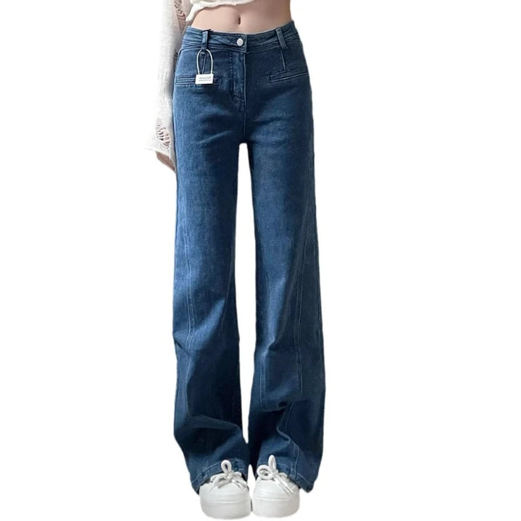 Denim Pant Jeans Women Wide Leg Long Pants High Waist Bow Straight Trousers Y2k Streetwear Casual Party Elegant Work Mom 2025