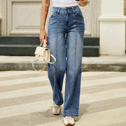 Jeans Woman Fashion Loose High Waist Straight Leg Wide Leg Korean Retro Denim Pants Long Trousers Commuting Daily Comfortable