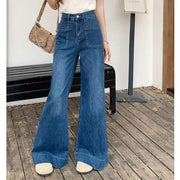 Casual Wide Leg Jeans Women Denim Pants Vintage Denim Trousers Autumn Spring Fashion Female Bllue Straight Jeans Wide Leg Pants