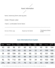 Casual High Waist Womens Jeans Wide Leg Pants Vintage American Blue Denim Comfortable Straight Long Trousers