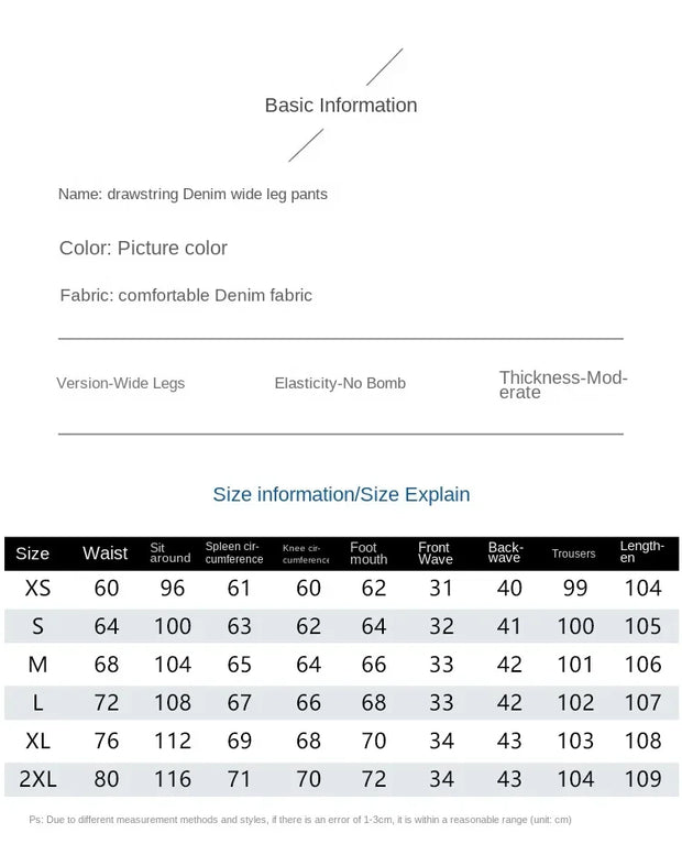 Casual High Waist Womens Jeans Wide Leg Pants Vintage American Blue Denim Comfortable Straight Long Trousers