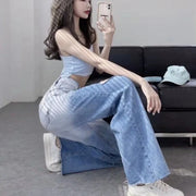 Wide Leg Loosefit Denim Pants for Women High Waist Shot Womens Jeans 2025 Quality Baggy Stretch Trend Trousers Gyaru Clothing Z