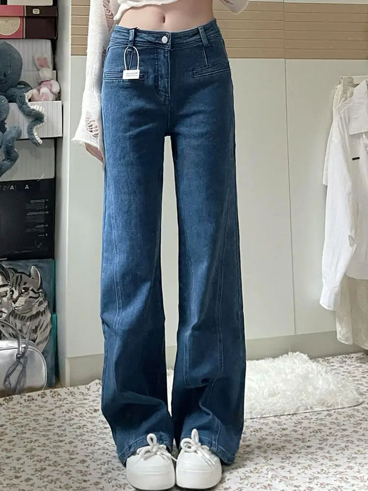 Denim Pant Jeans Women Wide Leg Long Pants High Waist Bow Straight Trousers Y2k Streetwear Casual Party Elegant Work Mom 2025
