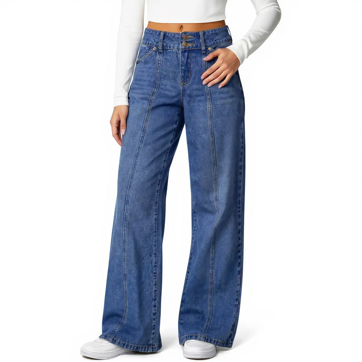 Jeans Woman Fashion Loose High Waist Straight Leg Wide Leg Korean Retro Denim Pants Long Trousers Commuting Daily Comfortable